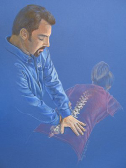 Illustration of a man doing back adjustment