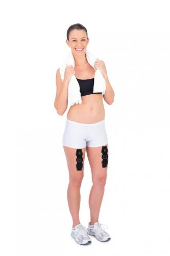 woman with posture tool myostim on from primekinetix