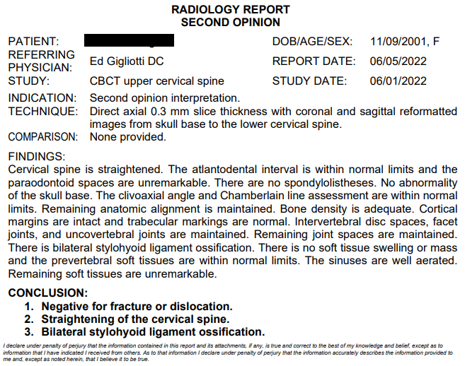 Radiology report example
